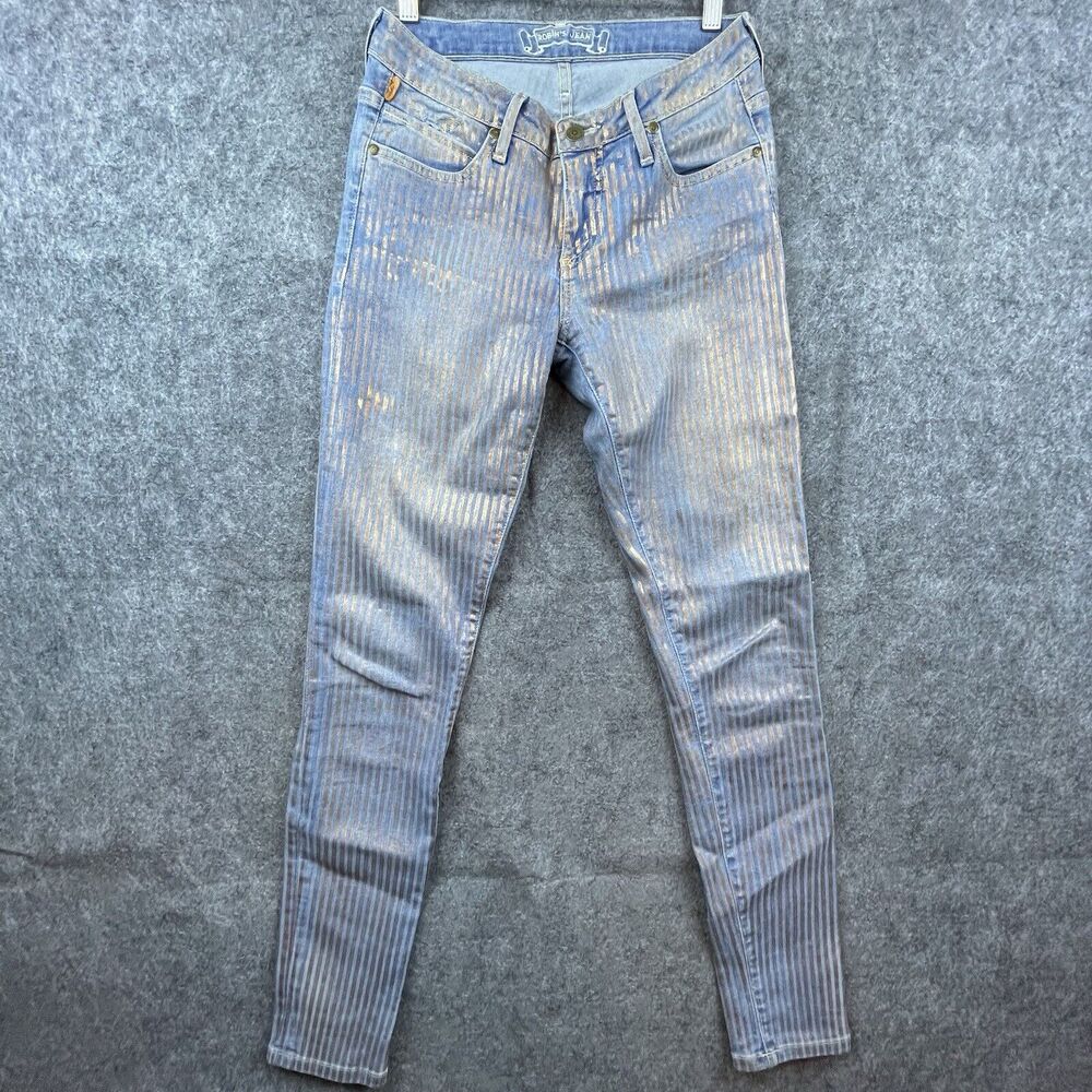 Robins Jean 27 Gold Foil Stripes Jane‎ Metallic Painted Angel Wings Glam Rocker